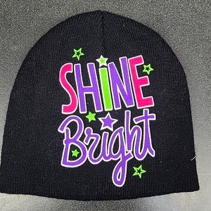 Shine Bright Black Skull Cap/Beanie/Tabogan  Pink, Purple, & Green star design